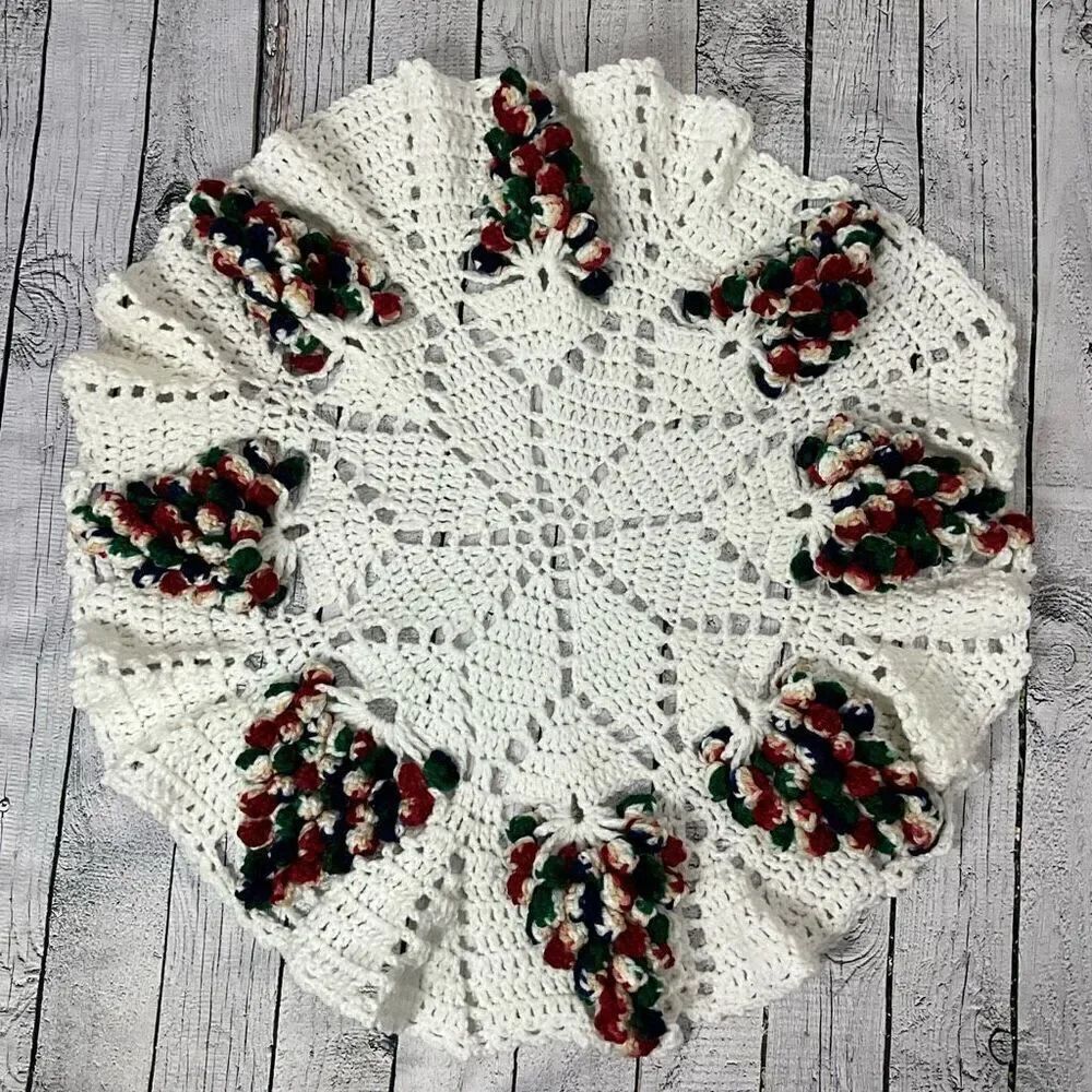 Handmade Crochet Grape Cluster Round Doily